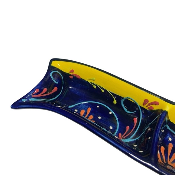 Spain Hand Painted Decorative Divided Serving Dish Bowl Antonio Ortiz Ruiz - Picture 6 of 12